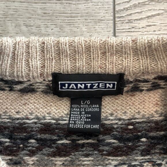 Vintage Jantzen Wool Sweater Mens Large Geometric Pattern Winter 90s Grandpa - Picture 3 of 6